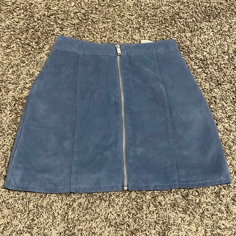 Blue zip up skirt